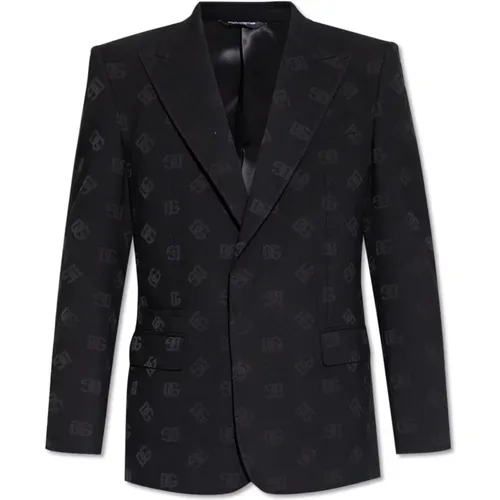 Blazer with logo , male, Sizes: M, L - Dolce & Gabbana - Modalova