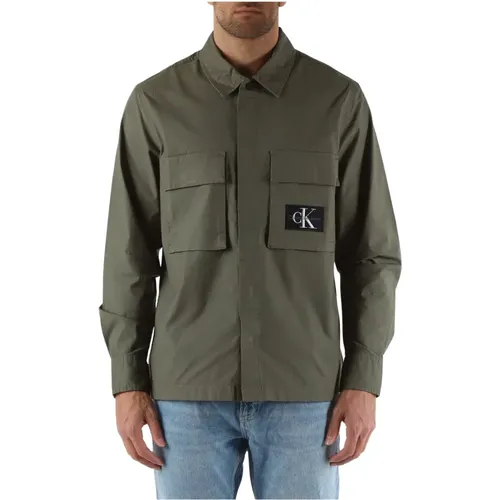Relaxed Fit Cotton Stretch Shirt Jacket , male, Sizes: S, M, XL, L - Calvin Klein Jeans - Modalova