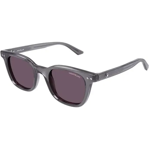 Grey Violet Sunglasses Mb0320S 004 , male, Sizes: 49 MM - Montblanc - Modalova