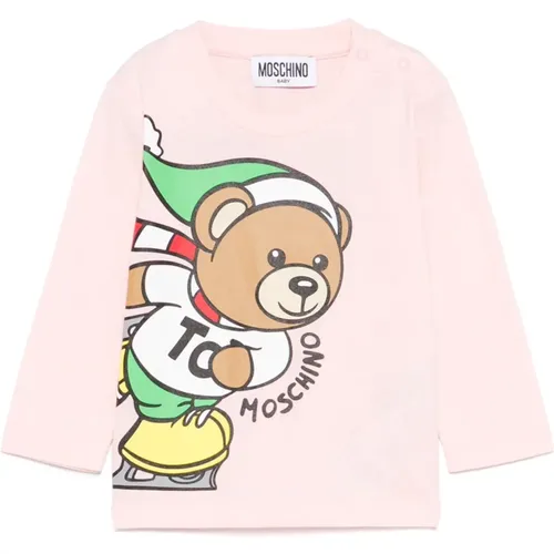 Teddybär Logo Print Baumwoll T-shirt - Moschino - Modalova