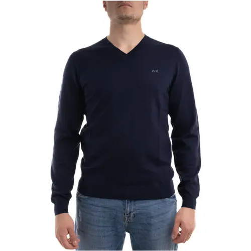 V-Neck Knit Sweater , male, Sizes: XL - Sun68 - Modalova