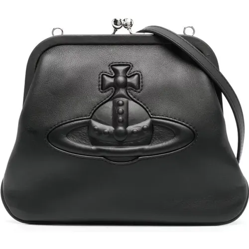 Leather Clutch Bag with Orb , female, Sizes: ONE SIZE - Vivienne Westwood - Modalova