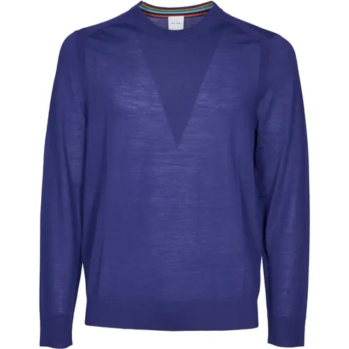 Blaue Strickware Pullover Rundhalsausschnitt Aw24 , Herren, Größe: M - PS By Paul Smith - Modalova