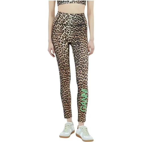 Leopard Print High Waist Leggings , Damen, Größe: S - Ganni - Modalova