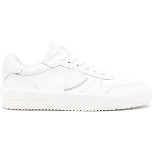 Weiße Leder-Sneakers , Damen, Größe: 39 EU - Philippe Model - Modalova