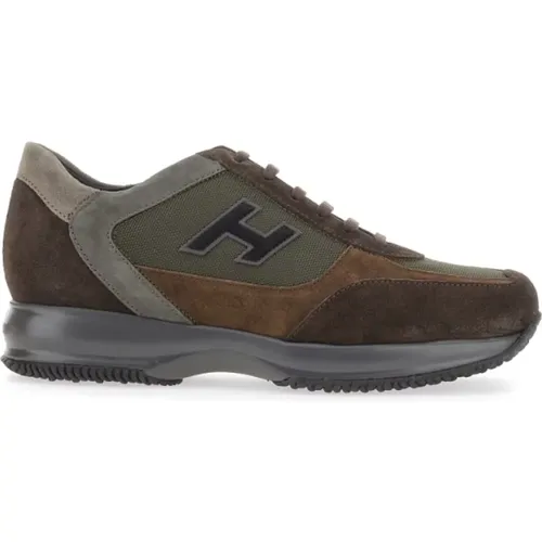 Casual Leather Sneakers with Visible Stitching , male, Sizes: 8 1/2 UK - Hogan - Modalova