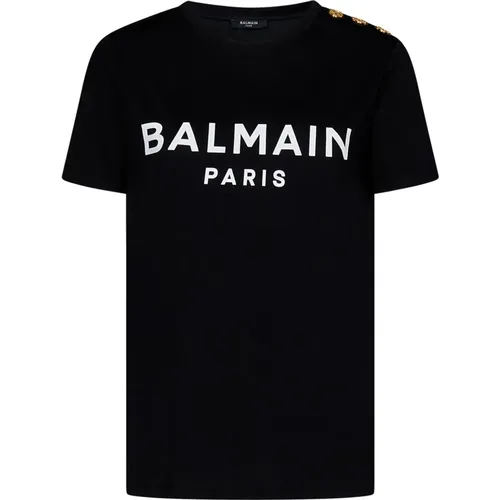 Schwarze T-Shirts Polos für Frauen , Damen, Größe: M - Balmain - Modalova