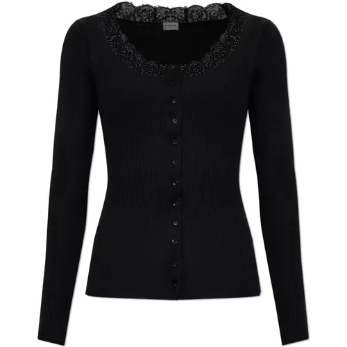 Top with lace trim , female, Sizes: M - Saint Laurent - Modalova