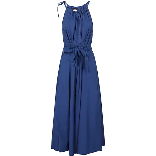 Blaues Ärmelloses Midi-Kleid aus Baumwolle - Max Mara Weekend - Modalova