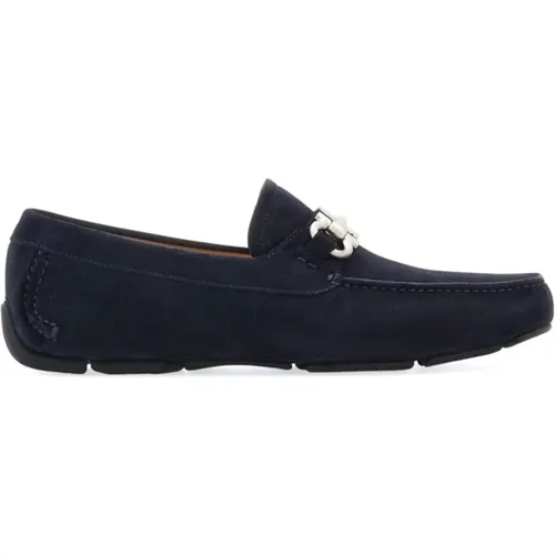 Midnight Suede Slip-On Shoes , male, Sizes: 6 1/2 UK, 6 UK, 9 UK - Salvatore Ferragamo - Modalova