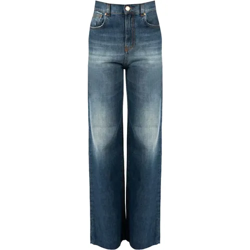 Klassische hoch taillierte Jeans mit Distressed-Look - pinko - Modalova