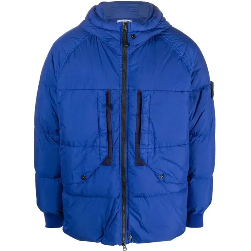 Comp-motif duck-down hooded jacket , male, Sizes: XL - Stone Island - Modalova