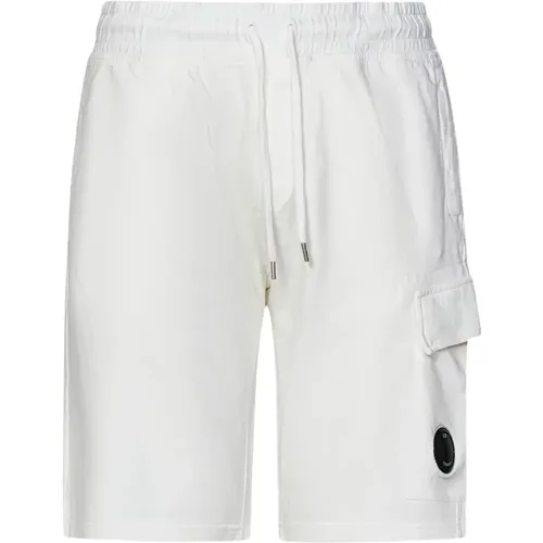 Leichte Fleece Bermuda Shorts in Weiß , Herren, Größe: L - C.P. Company - Modalova