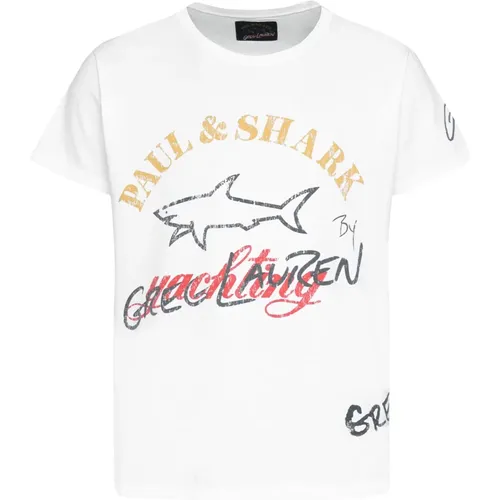 Logo Print Baumwoll T-shirt - PAUL & SHARK - Modalova