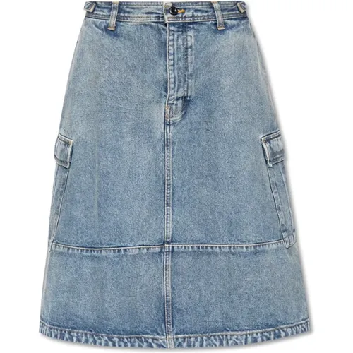 Oversize Denim Skirt with Logo Detail , female, Sizes: L - Balenciaga - Modalova