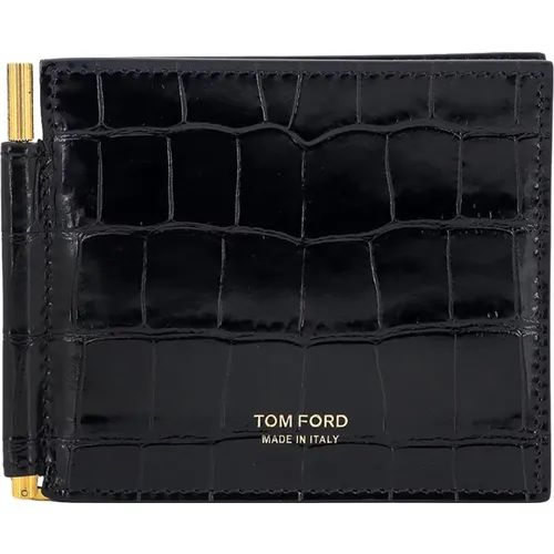 Schwarzes Lederportemonnaie mit Acht Fächern - Tom Ford - Modalova