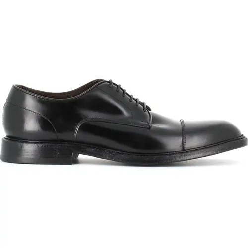 Schwarze gebürstete Leder Derby Schuhe , Herren, Größe: 40 EU - Green George - Modalova