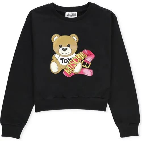 Schwarzer Teddybär-Print Pullover für Mädchen - Moschino - Modalova