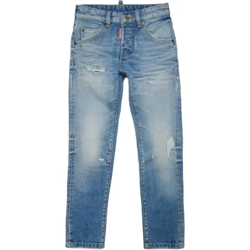 Blaue Baumwoll-Denim-Jeans,Helle Skinny Jeans mit Rissen - Cool Guy - Dsquared2 - Modalova
