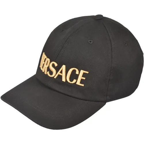 And Gold Embroidered Logo Cap , male, Sizes: 58 CM, 59 CM - Versace - Modalova