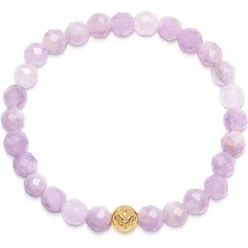 Women`s Wristband with Amethyst and Gold , female, Sizes: L, XS, S, M - Nialaya - Modalova