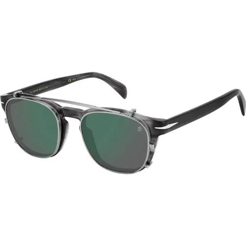 Grey Horn Sunglasses with Folding Clip On , male, Sizes: 50 MM - Eyewear by David Beckham - Modalova