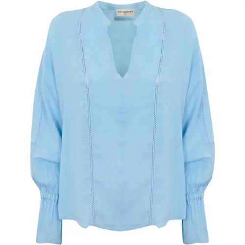 Linen Shirt Long Sleeve V-Neck , female, Sizes: M - Roy Roger's - Modalova