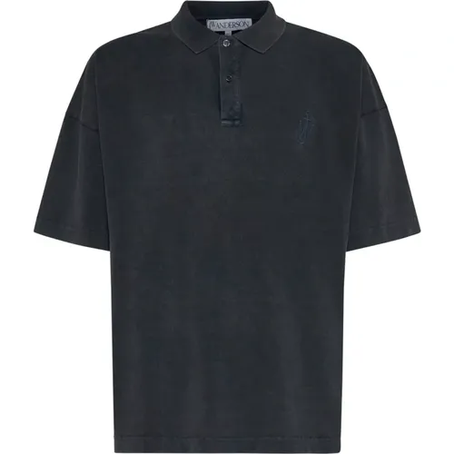 Anker Poloshirt,Graues Boxy Fit Polo Shirt - JW Anderson - Modalova