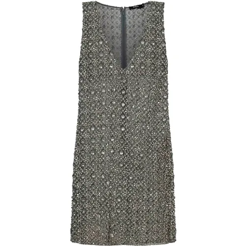 Grey Crystal Bead Embroidered Dress , female, Sizes: S - Amen - Modalova