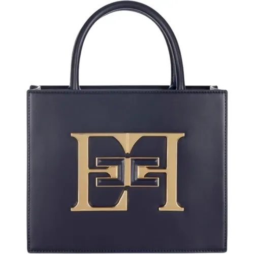 Blaue Kleine Handtasche mit Logo - Elisabetta Franchi - Modalova