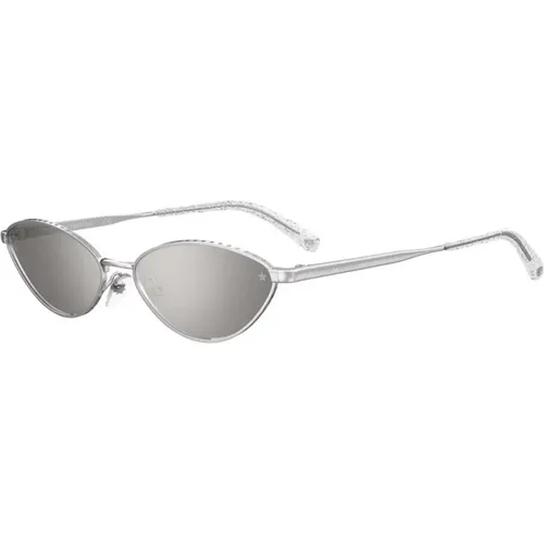 Silver Metal Sunglasses with Mirrored Grey Lenses , female, Sizes: 57 MM - Chiara Ferragni Collection - Modalova
