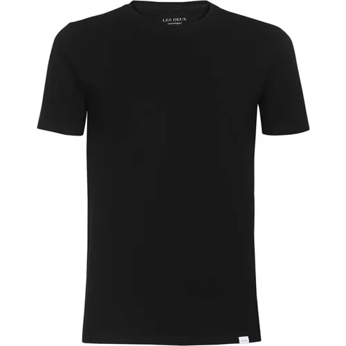 Baumwoll-Ripp-Crewneck-T-Shirt , Herren, Größe: M - Les Deux - Modalova