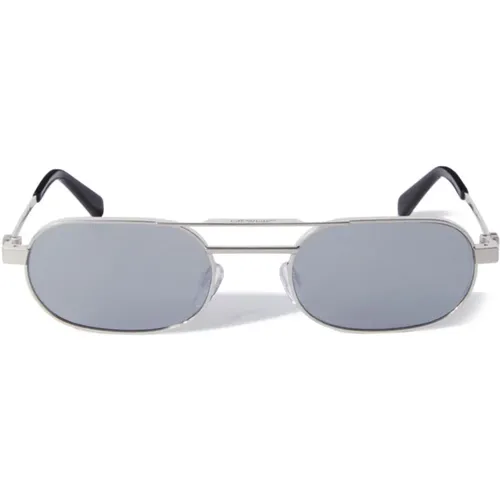 Silberne Sonnenbrille mit Original-Etui - Off White - Modalova