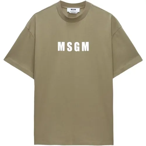 Logo Print Crew Neck T-shirt , male, Sizes: L, S, M, XL - Msgm - Modalova