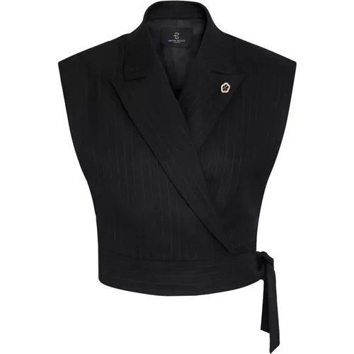 Elegant Pinstripe Waistcoat Blazer , Damen, Größe: L - Bruuns Bazaar - Modalova