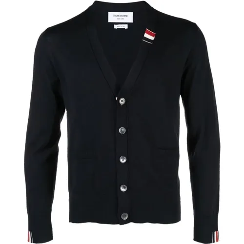 Fine Merino Wool Cardigan Size: 3, colour: Navy , male, Sizes: L, M - Thom Browne - Modalova