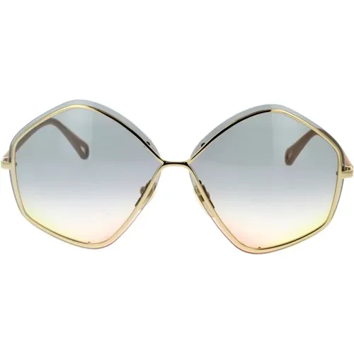 Trendy Pentagonal Sunglasses with Colored Lenses , female, Sizes: 65 MM - Chloé - Modalova