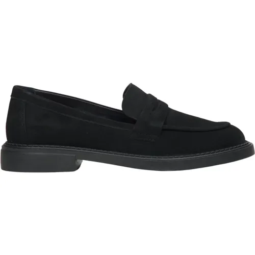 Damen Schwarze Penny Loafers aus echtem Velours Er00114532 , Damen, Größe: 37 EU - Estro - Modalova