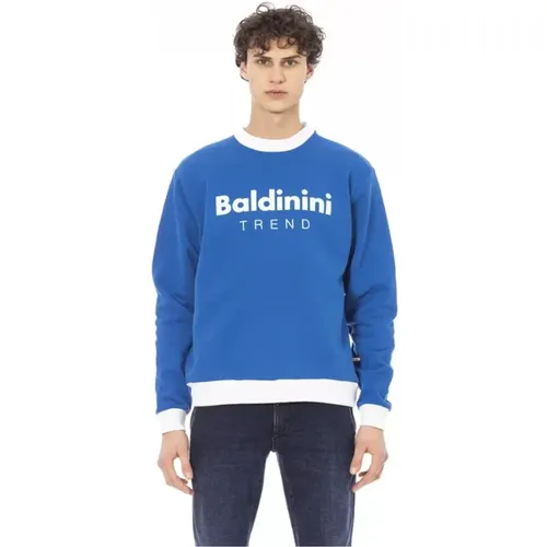 Blauer Baumwollmodischer Langarm-Sweatshirt , Herren, Größe: 3XL - Baldinini - Modalova