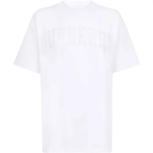 Weißes T-Shirt - Regular Fit - Geeignet für alle Temperaturen - 97% Baumwolle - 3% Elastan - Burberry - Modalova