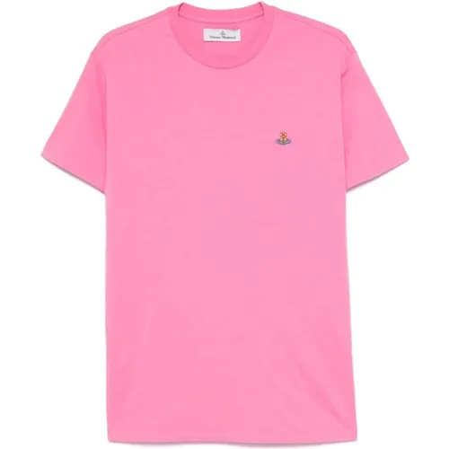 Rosa T-Shirts und Polos mit Orb-Logo , Damen, Größe: S - Vivienne Westwood - Modalova