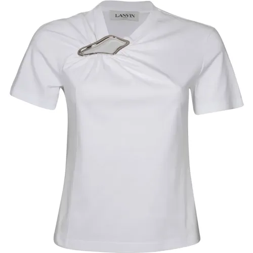 Optic Cotton T-shirt , female, Sizes: M - Lanvin - Modalova