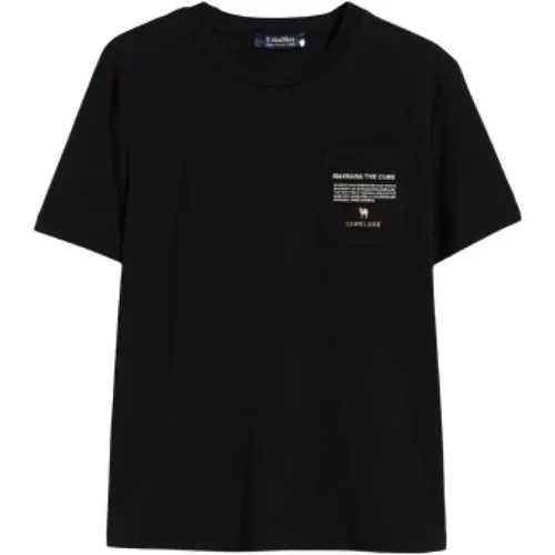 Schwarze T-Shirts und Polos mit Tasche , Damen, Größe: L - Max Mara - Modalova