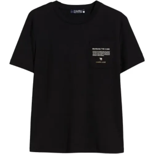 Schwarze T-Shirts und Polos mit Tasche , Damen, Größe: M - Max Mara - Modalova