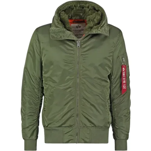 Grüne Kapuzen-Bomberjacke - alpha industries - Modalova