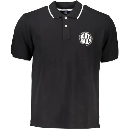 Schwarzes Baumwoll-Poloshirt mit Kontrastdetails , Herren, Größe: M - North Sails - Modalova