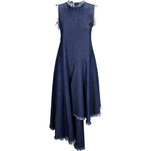 Denim Sleeveless Midi Dress with Raw Hem , female, Sizes: M, S - Marques' Almeida - Modalova