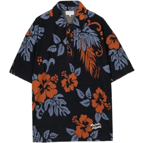 Tropische Blumen Jacquard Polo Shirt , Herren, Größe: M - Maison Kitsuné - Modalova