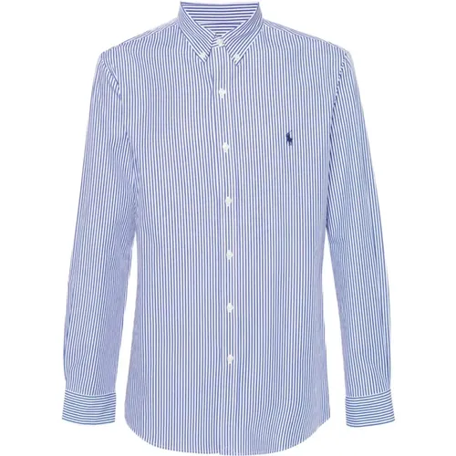 Blaues Button-Down Hemd mit Signatur Pony , Herren, Größe: S - Polo Ralph Lauren - Modalova