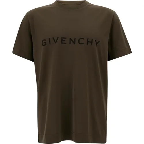 Grünes T-Shirt mit Kontrastierender Beschriftung , Herren, Größe: 2XL - Givenchy - Modalova